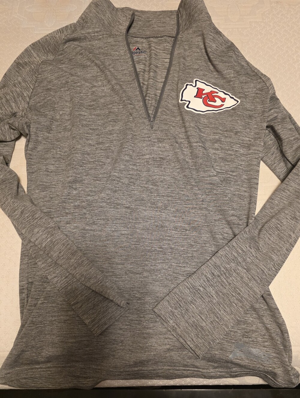 Majestic Women's Kansas City Chiefs Gray Quarter‑Zip Pullover